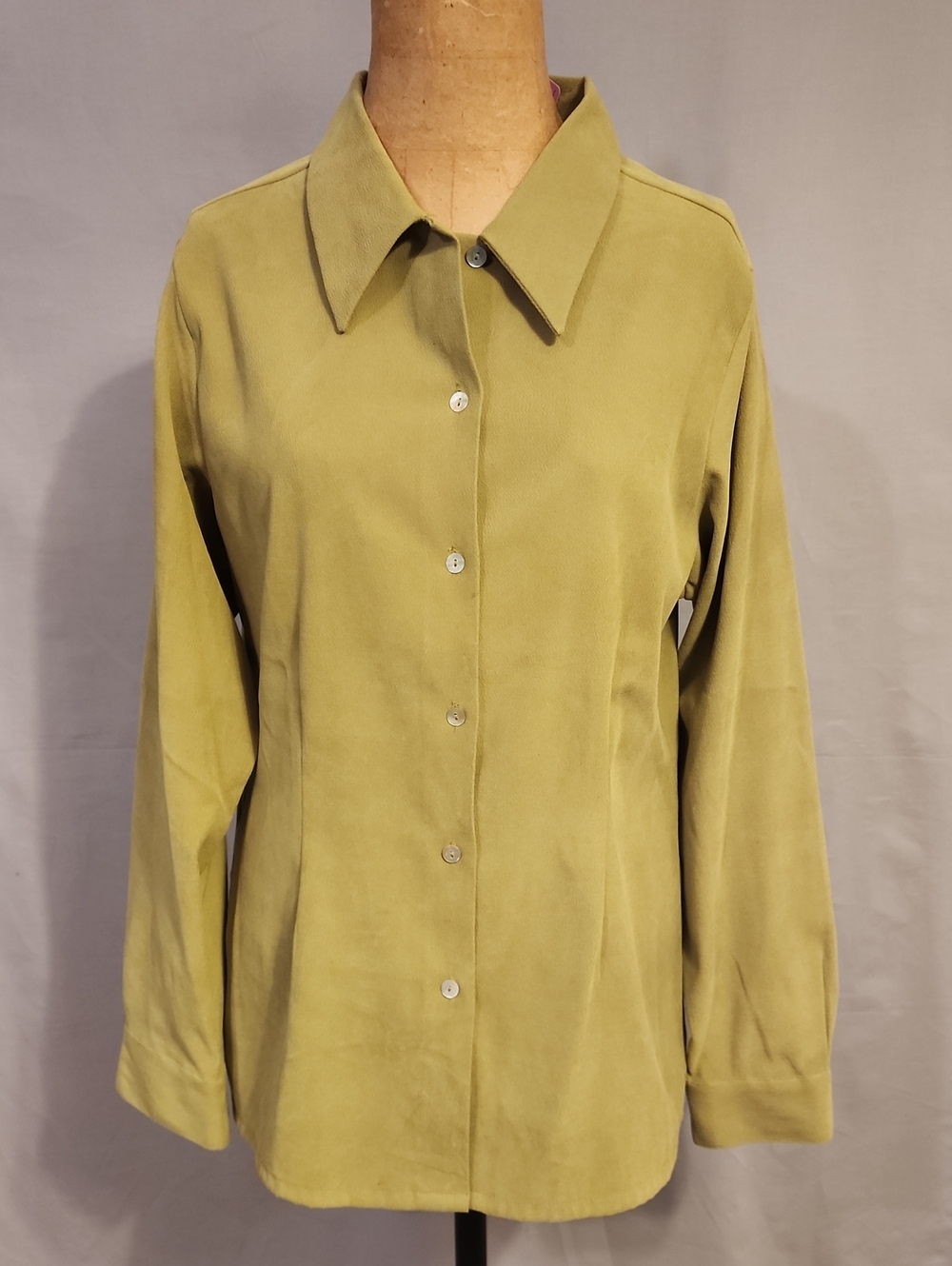 Halston Heritage Olive Blouse with Point Collar